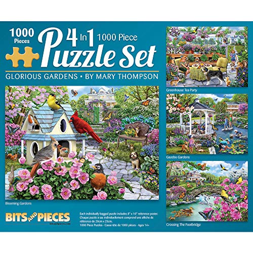 Bits and Pieces - Glorious Gardens 4-in-1 Multi-Pack Set 1000 Teile Puzzles für Erwachsene - Jedes Puzzle misst 50,8 x 68,6 cm - Puzzles von Künstlerin Mary Thompson Bits and Pieces - Glorious Gardens 4-in-1 Multi-Pack Set 1000 Teile Puzzles für Erwachsene - Jedes Puzzle misst 50,8 x 68,6 cm - Puzzles von Künstlerin Mary Thompson von Bits and Pieces