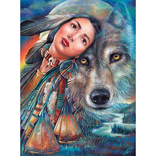 Bits and Pieces Puzzle - Motiv: Dream of The Wolf Maiden - 1000 Teile - Indianerin mit Wolf und Mond - von Gloria West von Bits and Pieces