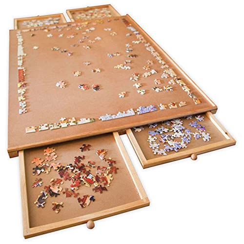 Bits and Pieces Jumbo-Größe, Puzzle-Platte, Glatte Holzfaserplatte, Arbeitsfläche, Vier ausziehbare Schubladen, zum Abschließen Dieses Puzzle-Systems von Bits and Pieces