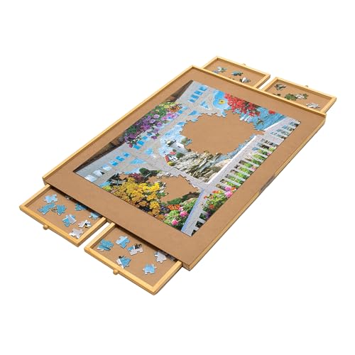 Bits and Pieces Jumbo-Größe, Puzzle-Platte, Glatte Holzfaserplatte, Arbeitsfläche, Vier ausziehbare Schubladen, zum Abschließen Dieses Puzzle-Systems von Bits and Pieces