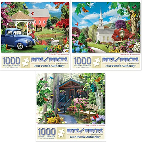 Bits and Pieces - Set mit drei (3) 1000 Teilen Puzzles für Erwachsene – jedes Puzzle misst 51 cm x 69 cm – eine einfache Zeit, Inspiration, Flug im Licht Puzzles von Künstler Alan Giana von Bits and Pieces