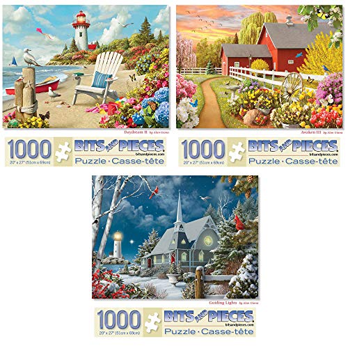 Bits and Pieces - Set mit drei (3) 1000-teiligen Puzzles für Erwachsene – jedes Puzzle misst 50,8 x 68,6 cm – Erwachen, Leitlichter und Daydream Puzzles von Künstler Alan Giana von Bits and Pieces