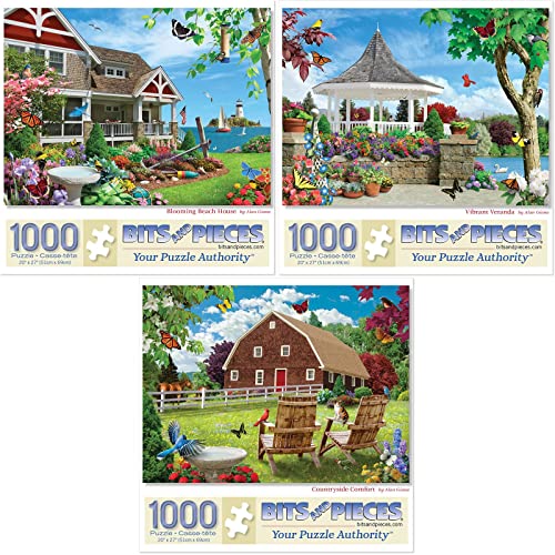 Bits and Pieces - Set mit drei (3) Puzzles mit 1000 Teilen für Erwachsene – jedes Puzzle misst 50.8 x 68.6 cm – 1000 Teile lebendiger Landhaus-Komfort von Bits and Pieces