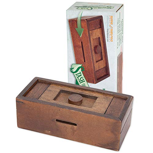 Bits and Pieces - Stash Your Cash - Geheimfach Brainteaser - Holztresor - Geduldspiel aus Holz, Denkspiel, Knobelspiel, Logikspiel von Bits and Pieces