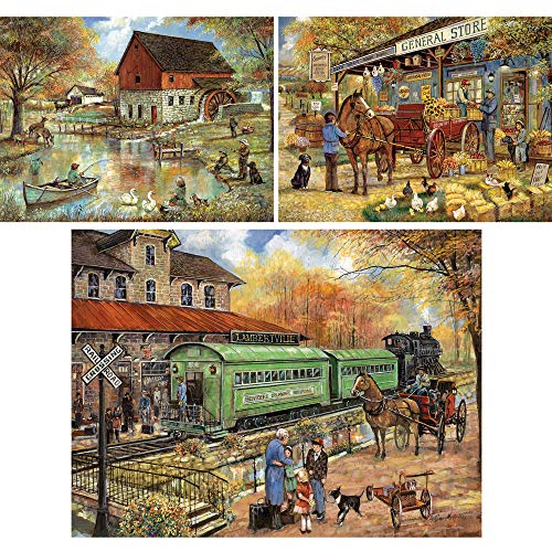 Bits and Pieces - Vorteilsset mit drei (3) 1000 Puzzleteilen für Erwachsene – jedes Puzzle misst 50.8 x 68.6 cm – 1000 Teile The Old Mill Pond, General Store von Bits and Pieces