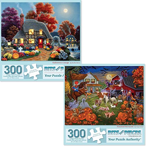Bits and Pieces - Vorteilsset mit zwei (2) 300-teiligen Puzzles für Erwachsene – jedes Puzzle misst 45,7 x 61 cm – 300 Stück große Halloween-Puzzles von Künstlern verschiedener Künstler von Bits and Pieces