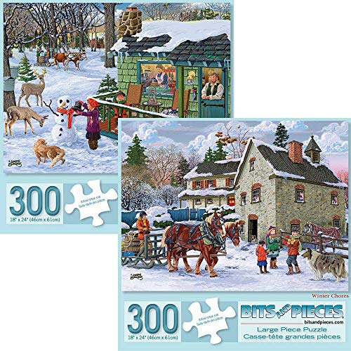 Bits and Pieces - Vorteilsset mit zwei – 300-teiligen Puzzles für Erwachsene – Winterkollektion 300 Stück große Puzzleteile von Joseph Burgess – 45,7 x 61 cm von Bits and Pieces