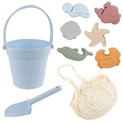 8-teiliges Strandspielzeug aus Silikon mit tragbarer Strandtasche für Kinder, Strand-Set mit Sandspielzeug, Shovel Bucket Set, Sandspielzeug, Sandbox, Spielzeug für Kinder, Outdoor, Sommer 8-teiliges Strandspielzeug aus Silikon mit tragbarer Strandtasche für Kinder, Strand-Set mit Sandspielzeug, Shovel Bucket Set, Sandspielzeug, Sandbox, Spielzeug für Kinder, Outdoor, Sommer von Biubee