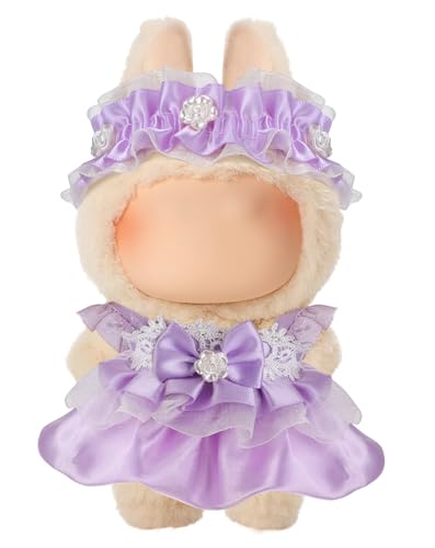 Einzigartiges Kleidungsset für 17 cm große Puppen – niedliches lila Spitzenkleid & Stirnband Outfit Zubehör für Anziehpuppen Spielen & Sammler Display Frauen Geschenke (ohne Puppe) von Biubee