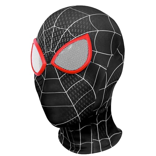 Biuebinc Spiderheld Maske für Kinder und Erwachsene, Superhelden Masken Kinder, Spider kostüm Maske Leicht und atmungsaktiv für Halloween Cospaly、Video Requisiten(Schwarz Kinder) von Biuebinc