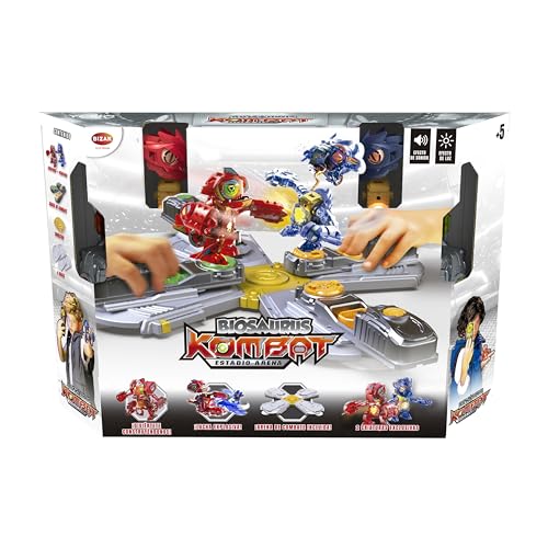 Bizak Biosaurus Kombat Stadion Arena Kombat, entdecken und Bauen Sie die 2 elektronischen Kreaturen von 9 cm mit den 20 mitgelieferten Teilen, mit Lichtern und Geräuschen, Kampfsand für einen Kampf von Bizak