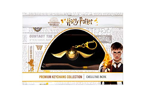 Bizak Harry Potter 64118350 Schlüsselanhänger, 3er-Pack, Verschiedene Modelle, mit hohem Detail, Deluxe-Etui von Harry Potter, Premium-Box mit Magnetverschluss von Bizak