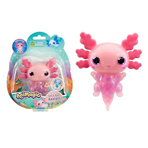 Bizak Animagic Axolotl Elektronisches und Luminisches Haustier, Rosa, ab 4 Jahren, sensorisches Spiel und Touch-Erfahrung, ausziehbarer Körper, schwimmt und leuchtet im Wasser (64550393-2) von Bizak