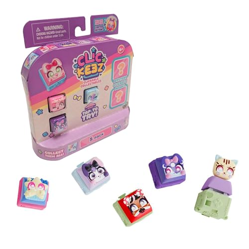 Bizak Clickeez Multipack, Packung mit 5 Clickezz-Tasten, 1 Überraschung und exklusiv, Anti-Stress-Tastatur und einrastbare Tastatur, Verschiedene Sammelthemen (64554110) von Bizak