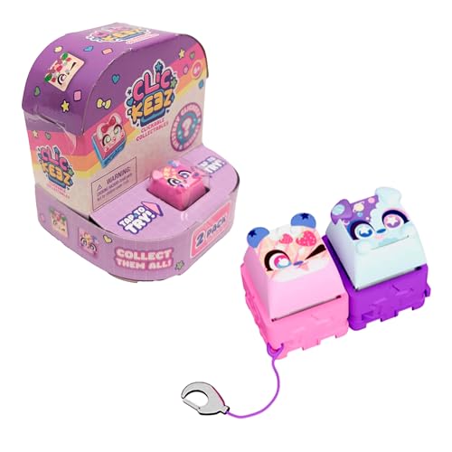 Bizak Clickeez Twin, Packung mit 2 Clickezz-Tasten, 1 Überraschung und exklusiv, Anti-Stress-Tastatur, zum Zusammenstecken, Verschiedene Sammelthemen (64554109) von Bizak