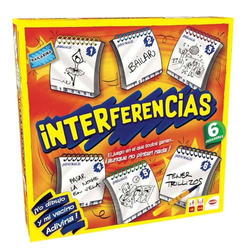 Bizak Interferences Brettspiel für 8 Jahre, lustiges und schnelles Zeichenspiel, 4 bis 6 Spieler, Brettspiele für Erwachsene, Zeichnen und erraten Sie die gezeichneten Konzepte (64554499) von Bizak