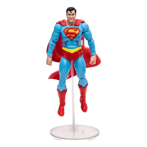 Bizak Mcfarlane DC Multiverse 64387108 Klassische Superman-Skulptur, bewegliche Figur mit Originaldesign, Flugbasis, Sammelkarte und Zubehör, 12 Jahre von Bizak