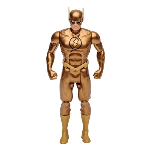 Bizak Mcfarlane DC Super Powers Flash Goldene Skulptur 12 cm Originalfigur im klassischen Stil basierend auf der Serie 60er mit Comic-Blasen für Sammler, 12 Jahre (64385823) von Bizak
