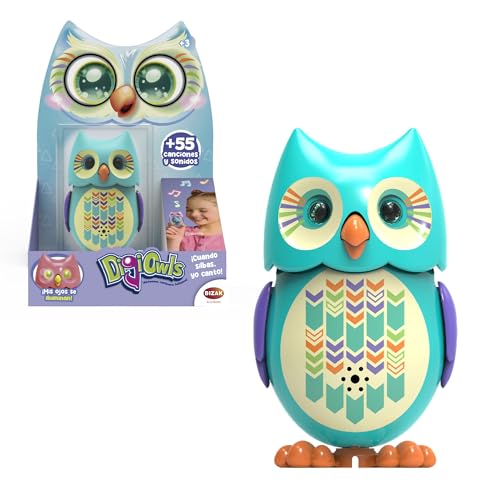 Bizak Mini Hoot Digiowl 62008285-1 interaktive singende Eule, reagiert auf die Stimme, 6 Modelle erhältlich, Kinderspielzeug, ab 3 Jahren, Mehrfarbig von Bizak