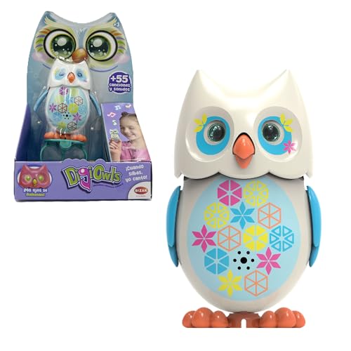 Bizak Mini Hoot Digiowl 62008285-3 Interaktive singende Eule, reagiert auf die Stimme, 6 Modelle erhältlich, Kinderspielzeug, ab 3 Jahren, Mehrfarbig von Bizak