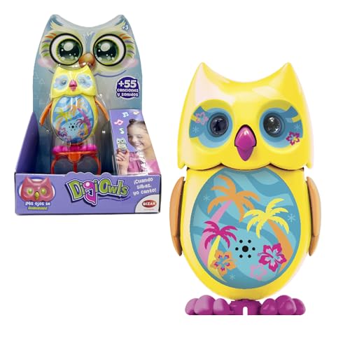 Bizak Mini Hoot Digiowl 62008285-4 interaktive singende Eule, reagiert auf die Stimme, 6 Modelle erhältlich, Kinderspielzeug, ab 3 Jahren, Mehrfarbig von Bizak