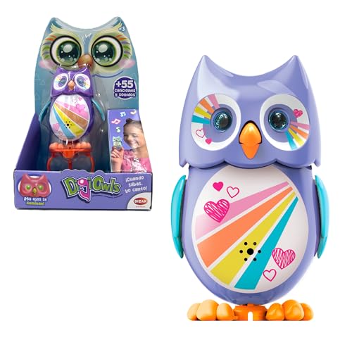 Bizak Mini Hoot Digiowl 62008285-6 Interaktive singende Eule, reagiert auf Stimme, 6 Modelle erhältlich, Kinderspielzeug, ab 3 Jahren, Mehrfarbig von Bizak