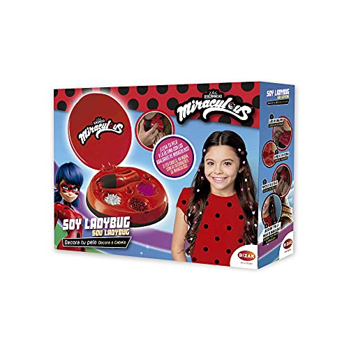 Bizak Miraculous Dekorieren Sie Ihr Haar (35005033): Ladybug Lizenzprodukt für Ihr Haar, Rosa oder Weiß, 1 Stück (1er Pack), Kind, Haarclip, Mehrfarbig, Kunststoff, Kinder von Bizak
