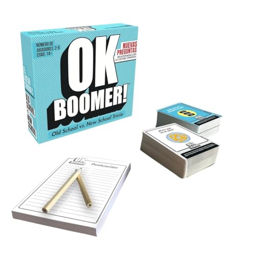 Bizak Ok Boomer Kartenspiel, ab 14 Jahren, Spiele für die Familie, auch geeignet für Erwachsene Old School vs. New School, Trivia, Spielkarten, Fragen für 2 Generationen (64550284) von Bizak