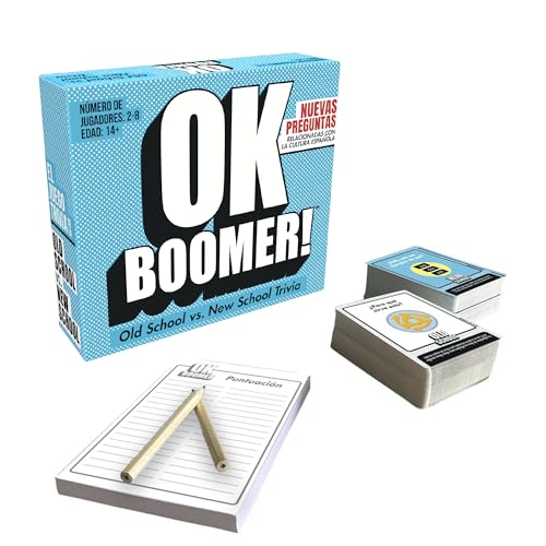 Bizak Ok Boomer Kartenspiel, ab 14 Jahren, Spiele für die Familie, auch geeignet für Erwachsene Old School vs. New School, Trivia, Spielkarten, Fragen für 2 Generationen (64550284) von Bizak