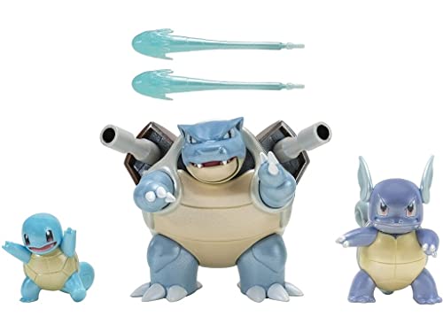 Bizak Pokemon Multipack Dreifache Evolution, Squirtle Evolution einschließlich Wartortle und Blastoise. Die Figuren wachsen je nach Evolution, 5, 8 und 12 cm, ab 4 Jahren (63222773) von Bizak