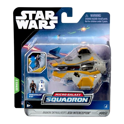 Bizak Star Wars Micro Galaxy Squadron Interceptor Jedi Anakin Skywalker - 8 cm Fahrzeug mit 2 Figuren à 2,5 cm (62610035) von Bizak