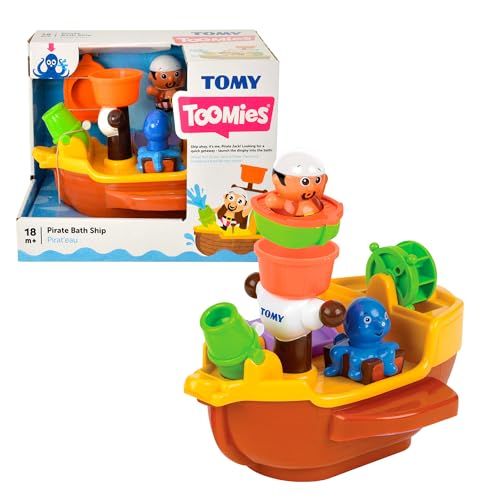 Bizak Toomies 30691602 Piratenschiff für das Badezimmer, interaktives Wasserspielzeug mit Charakteren, Kanone und Fächern für Kinder ab 18 Monaten von Bizak