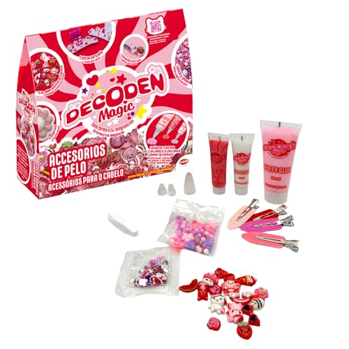 Decoden 64484130-2 Magic-Haarperlen, Rot, gefälschte Creme, Buttercream zum Dekorieren, Perlen, Perlen und Haar-Accessoires, ab 4 Jahren von Bizak