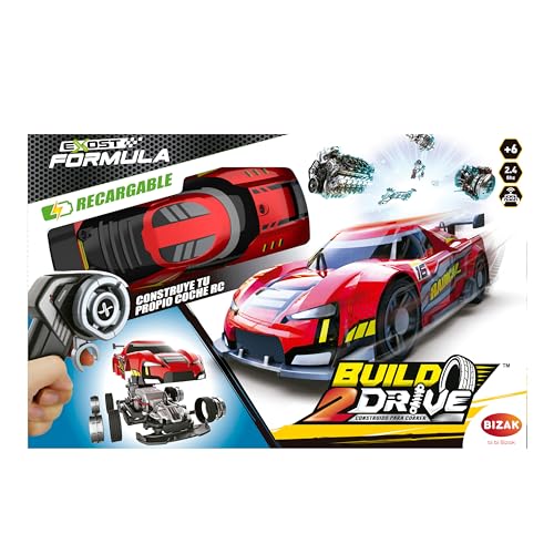 Exost Build 2 Drive, ferngesteuertes Auto, Radical Racer, 2 in 1, Rennfahrzeug zum Bauen und Spielen, Zubehör und Batterie inklusive, Jungen und Mädchen ab 5 Jahren, Bizak (62000700-1) von Bizak