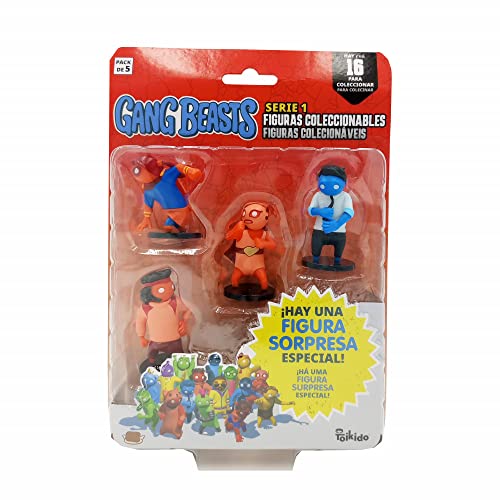 Bizak Gang Beasts, 64114020-3 Figuren in Blisterpackung, Spiderman-Kostüm, Sammelfiguren (64114020), 5 Stück von Bizak