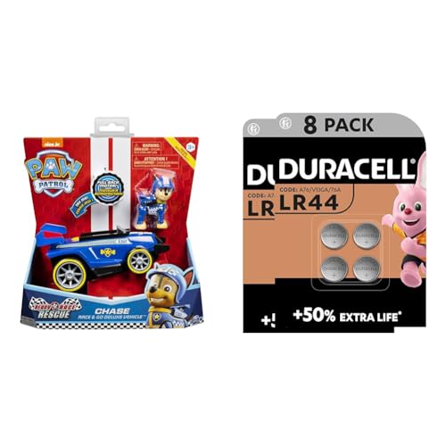 ur Sound Race & Go (61926784) Sortiert + Duracell Specialty LR44 Alkali-Knopfzelle 1,5 V, 8er-Packung (76A/A76/V13GA) entwickelt für die Verwendung in Spielsachen, Taschenrechnern und Messgeräten [Am von Bizak