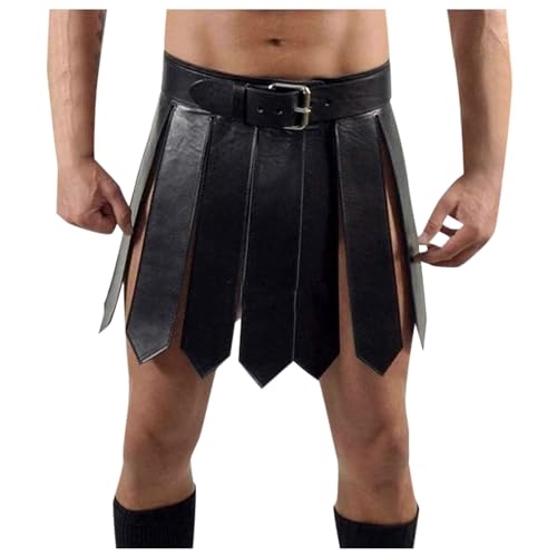 Bkazwe Gladiator Kostüm Herren Mittelalterlich - PU Lederrock mit Taillengürtel | Römischer Krieger Outfit für Halloween, Cosplay, Mottoparty, Karneval Bkazwe Gladiator Kostüm Herren Mittelalterlich - PU Lederrock mit Taillengürtel | Römischer Krieger Outfit für Halloween, Cosplay, Mottoparty, Karneval von Bkazwe