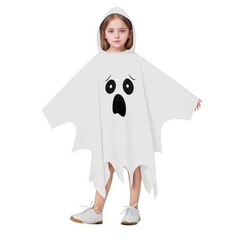 Bkazwe Halloween Geist Umhang Kostüm Kinder, Halloween Weißes Hexe Gespenst Cosplay Kostüm für Kinder 4-12 Jahre, Gespensts Kostüms für Jungen Mädchen Halloweens Cosplay Bkazwe Halloween Geist Umhang Kostüm Kinder, Halloween Weißes Hexe Gespenst Cosplay Kostüm für Kinder 4-12 Jahre, Gespensts Kostüms für Jungen Mädchen Halloweens Cosplay von Bkazwe