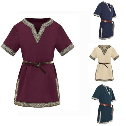 Bkazwe Jungen Mittelalter Tunika Kurzarm Wikinger Kostüm Kinder Ritter Warrior Kostüm Top Halloween Karneval Cosplay T-Shirts Renaissance Larp Größe 3-12 Jahre Bkazwe Jungen Mittelalter Tunika Kurzarm Wikinger Kostüm Kinder Ritter Warrior Kostüm Top Halloween Karneval Cosplay T-Shirts Renaissance Larp Größe 3-12 Jahre von Bkazwe