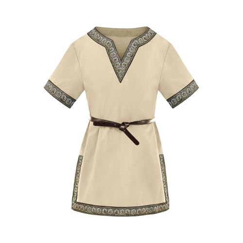 Bkazwe Jungen Mittelalter Tunika Kurzarm Wikinger Kostüm Kinder Ritter Warrior Kostüm Top Halloween Karneval Cosplay T-Shirts Renaissance Larp Größe 3-12 Jahre Bkazwe Jungen Mittelalter Tunika Kurzarm Wikinger Kostüm Kinder Ritter Warrior Kostüm Top Halloween Karneval Cosplay T-Shirts Renaissance Larp Größe 3-12 Jahre von Bkazwe