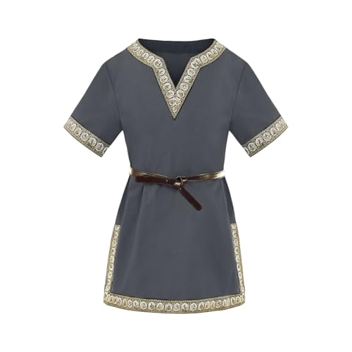 Bkazwe Jungen Mittelalter Tunika Kurzarm Wikinger Kostüm Kinder Ritter Warrior Kostüm Top Halloween Karneval Cosplay T-Shirts Renaissance Larp Größe 3-12 Jahre Bkazwe Jungen Mittelalter Tunika Kurzarm Wikinger Kostüm Kinder Ritter Warrior Kostüm Top Halloween Karneval Cosplay T-Shirts Renaissance Larp Größe 3-12 Jahre von Bkazwe