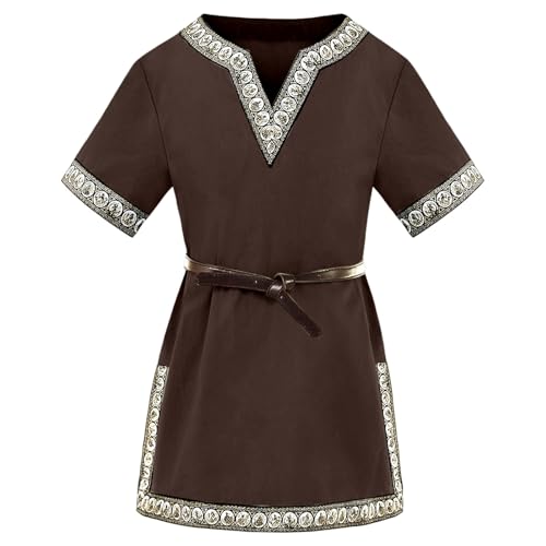 Bkazwe Jungen Mittelalter Tunika Kurzarm Wikinger Kostüm Kinder Ritter Warrior Kostüm Top Halloween Karneval Cosplay T-Shirts Renaissance Larp Größe 3-12 Jahre Bkazwe Jungen Mittelalter Tunika Kurzarm Wikinger Kostüm Kinder Ritter Warrior Kostüm Top Halloween Karneval Cosplay T-Shirts Renaissance Larp Größe 3-12 Jahre von Bkazwe
