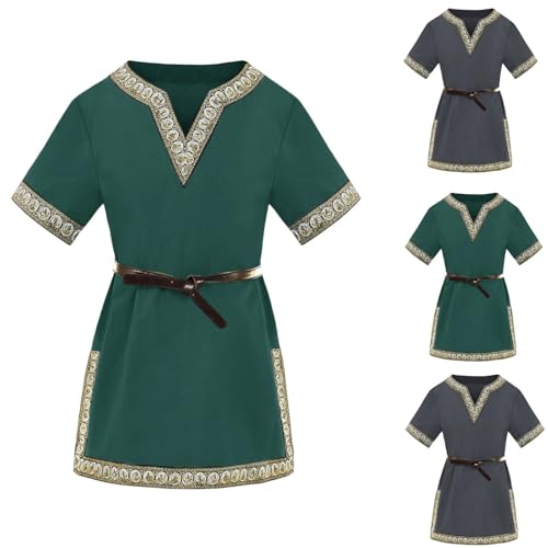 Bkazwe Jungen Mittelalter Tunika Kurzarm Wikinger Kostüm Kinder Ritter Warrior Kostüm Top Halloween Karneval Cosplay T-Shirts Renaissance Larp Größe 3-12 Jahre Bkazwe Jungen Mittelalter Tunika Kurzarm Wikinger Kostüm Kinder Ritter Warrior Kostüm Top Halloween Karneval Cosplay T-Shirts Renaissance Larp Größe 3-12 Jahre von Bkazwe
