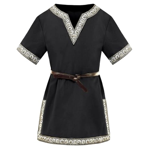Bkazwe Jungen Mittelalter Tunika Kurzarm Wikinger Kostüm Kinder Ritter Warrior Kostüm Top Halloween Karneval Cosplay T-Shirts Renaissance Larp Größe 3-12 Jahre Bkazwe Jungen Mittelalter Tunika Kurzarm Wikinger Kostüm Kinder Ritter Warrior Kostüm Top Halloween Karneval Cosplay T-Shirts Renaissance Larp Größe 3-12 Jahre von Bkazwe