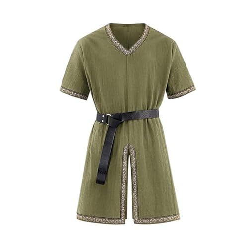 Bkazwe Praktische Sommer Wikinger Hemd Herren Ärmellos Tunika mit Mittelaltergürtel Baumwolle Leinen LARP Kostüm, Mittelaltermarkt Outfit | Bordüren-Akzent Bkazwe Praktische Sommer Wikinger Hemd Herren Ärmellos Tunika mit Mittelaltergürtel Baumwolle Leinen LARP Kostüm, Mittelaltermarkt Outfit | Bordüren-Akzent von Bkazwe