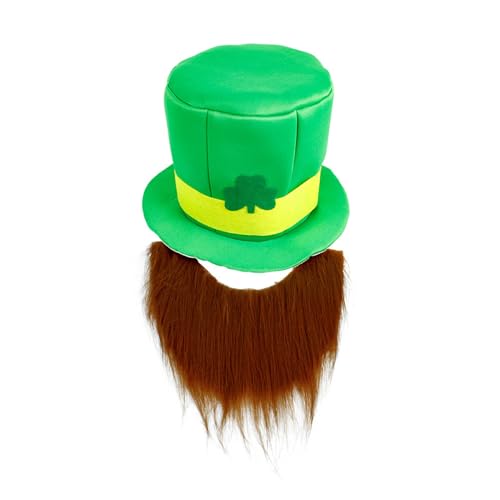 Bkazwe St. Patrick's Day Hut mit Kleeblatt Leprechaun Hut Grüne Kopfbedeckung mit irischem Kleeblatt Zylinder Hut grün Kleeblatt-Hut St. Patrick's Zylinder-Kostüm Holiday Costume Accessory von Bkazwe