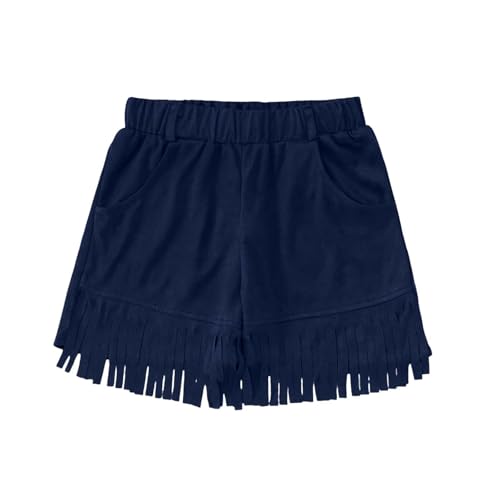Bkazwe Western-Skorts für Mädchen 5-14 Jahre Cowgirl Rodeo-Outfit mit Kunstwildleder & Jeans-Taschen Fransen-Deko für Themenpartys, Theater & Karneval (Rock-Shorts mit Western-Design) von Bkazwe