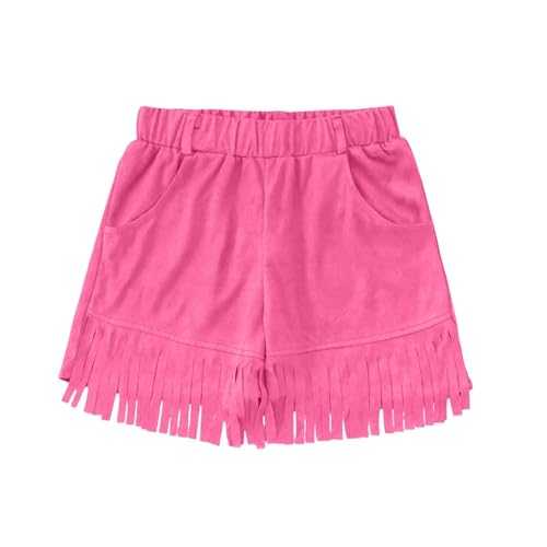 Bkazwe Western-Skorts für Mädchen 5-14 Jahre Cowgirl Rodeo-Outfit mit Kunstwildleder & Jeans-Taschen Fransen-Deko für Themenpartys, Theater & Karneval (Rock-Shorts mit Western-Design) von Bkazwe