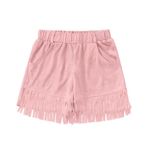 Bkazwe Western-Skorts für Mädchen 5-14 Jahre Cowgirl Rodeo-Outfit mit Kunstwildleder & Jeans-Taschen Fransen-Deko für Themenpartys, Theater & Karneval (Rock-Shorts mit Western-Design) von Bkazwe