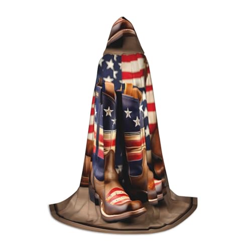 Bkdogkt Amerikanische Flagge mit Cowboystiefeln, bedruckt, Halloween, vielseitiger Kapuzenumhang, Karneval, Mottoparty, Dekoration, Hexenkostüme Bkdogkt Amerikanische Flagge mit Cowboystiefeln, bedruckt, Halloween, vielseitiger Kapuzenumhang, Karneval, Mottoparty, Dekoration, Hexenkostüme von Bkdogkt